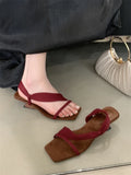 Bonnyshow  Women Sandals Designer Wedges Heels Shoes Summer Fashion Square Open Toe Party Dress Zapatos De Mujer