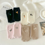 Bonnyshow Cute Cartoon Animals Fluffy Socks Winter Warm Pure Cotton Women Middle Tube Funny Socks  Girl Clothes  Accessories Funny Gift