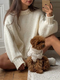 Bonnyshow  Autumn Solid Long Sleeve Sweater Women 2025 New Round Neck Knitted Pullover Sweaters Streetwear Casual Simple Fashion Jumpers