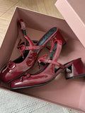 Bonnyshow  High Heel Sandal for Women Female Shoe 2025 Summer Med Mary Jane High-heeled Girls New Bow Medium Scandals Pumps Butterfly-knot
