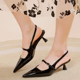 Bonnyshow  Shoes for Women 2025 New Pointed Toe Women's High Quality Slingback Sandals Simple and Elegant Dress Shoes Silver Heels Women