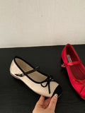 Bonnyshow  Women Flat Shoes Fashion Round Toe Shallow Slip On Ladies Soft Ladies Mary Jane Ballerinas Flat Heel Casual Ballet Sho