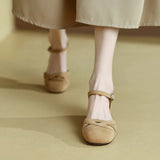 Bonnyshow  Fashion Womens Shoes 2025 Summer Round Toe Breathable Female Med Clear Heels Luxury Comfort Girls Beige Medium Sandal