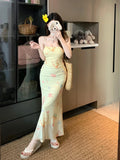 Bonnyshow  Sexy Bodycon Mermaid Dress Summer Fashion Strap Runway Party Robe Women Long Vestidos 2025 New