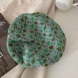Bonnyshow Korean Plaid Beret for Women Spring Autumn Cotton Painter Hat Vintage French Lady Girls Octagonal Caps