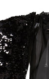 Bonnyshow New Stylished Sparkle Sequined Black Short Cocktail Dresses See Thru Puff Sleeves Floral Women Mini Dresses To Party