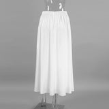 Bonnyshow White Satin Maxi Skirt for Women Elegant Fashion High Waist Slim Skirts Autumn Winter Casual Loose A-line Skirt with Lining