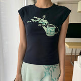 Bonnyshow  Women Soft Cozy Stretch Chic 2000s T-shirt 2025 New In Slim Fit Top Women Clothes Dongdaemun Women Summer