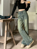 Bonnyshow Y2k Baggy Wide Leg Jeans Women Vintage Streetwear Washed Denim Pants Grunge Basic Slouchy Blue Trousers Femme Spring