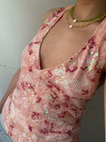 Bonnyshow  Y2k Woman Sexy Colorful Sequin Tank Tops Sleeveless Halter Neck Crop Vest V Neck Backless Cami Tops Streetwear