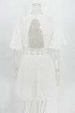 Bonnyshow  Summer Fashion New Women's Vacation Style Dress Sexy Bareback Hollow Out Tassel Imitation Cotton Style Dress