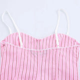 Bonnyshow  Women's Versatile Collar Striped Shirt with Belt Casual Pants Spring New Style Three Piece Set