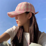 Bonnyshow Plaid Bow Knot Baseball Cap Japanese Y2k Fashions Outdoor Sun Protection Travel Beach Hats Versatile Korean Hip-hop Hat Women