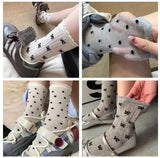 Bonnyshow Japanese Hollow Out Long Socks Women Girls Lace Sweet Bow Sock Casual Crew Loose Sox Streetwears Summer Thin Mid-tube Stockings