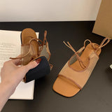 Bonnyshow  Square Toe Women Flat Sandals Casual Loafers Shoes Woman Slippers Slingback 2025 Trend Summer Dress Designer Comfort Sandalias