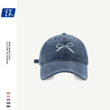 Bonnyshow Vintage Cowboy Bow Knot Baseball Caps Korean Embroidery Bow Knot Hip Hop Hat Fashion Baseball Caps Outdoor Cycling Sun Hat Women
