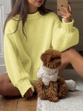 Bonnyshow  Autumn Solid Long Sleeve Sweater Women 2025 New Round Neck Knitted Pullover Sweaters Streetwear Casual Simple Fashion Jumpers