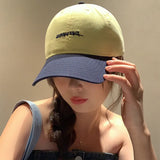 Bonnyshow Letter Patchwork Baseball Cap Vintage Embroidery Snapback Hat for Women Summer Hip Hop Unisex Sun Visor Hats
