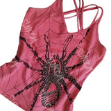 Bonnyshow  Harajuku Y2K American Retro Goth Aesthetic Camisole Top Sexy Slim Chic Fashion Rhinestone Crop Top Punk Rock Womens Streetwear