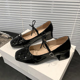 Bonnyshow  Spring Autumn Women Mary Jane Shoes Fashion Butterfly-knot Shoes Casual Low Heel Dress Street Style Shoes
