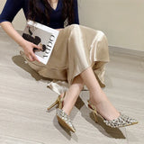 Bonnyshow  Sexy Pointed Toe Women Pumps Elegant Crystal PVC Transparent Thin High Heels Slingback Party Prom Female Shoes