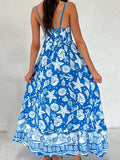 Bonnyshow  Women s Elegant Floral Print Sleeveless Maxi Dress with Adjustable Spaghetti Straps and A-Line Silhouette for Summer Beach