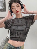 Bonnyshow Y2k Women T-shirt Summer New Streetwear Fashion O-Neck Print Short Sleeve Top Tees Personality Versatile Casual Slim Female Tees