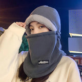 Bonnyshow Winter Fleece Balaclava Hat Women Men Warm Plush Ear Protection Face Neck One-Piece Cap Unisex Outdoor Ski Lei Feng Caps