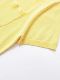 Bonnyshow  Pocket Solid Knitted T-shirt Women Buttons Turndown Collar Short Sleeve Tee Shirts Summer Simple Casual Fashion Tops T-shirts
