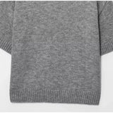 Bonnyshow  Women's Casual Knit Tops Chic Short Sleeve Pure Wool Lightweight Loose Fit Simple Shirts 2025 Fashion Summer Commute Lady Outfit