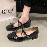 Bonnyshow  Spring Autumn Women Mary Jane Shoes Fashion Butterfly-knot Shoes Casual Low Heel Dress Street Style Shoes
