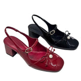Bonnyshow  Elegant Women's High Heels Sandals Summer Bow Bead Shallow Buckle Mary Janes Shoes 2025 New Slingback Pumps Designer Lady Shoes