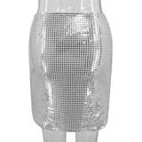 Bonnyshow Women Mini Skirts Sexy Hot Girl Sequined Light-Reflecting & Short Type Sheath Skirt Carnival Party Clothing New Dress