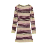 Bonnyshow  New 2025 Women Vintage Striped Knit Mini Dresses Round Neck Long Sleeve Bodycon Casual Vestidos