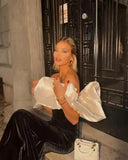 Bonnyshow Elegant Black&White Velvet Long Evening Dresses With Ruched Neckline Details Vintage Formal Party Dress Maxi Gowns
