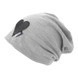 Bonnyshow Autumn Cotton Beanie Cap for Women Solid Color Heart Slouchy Cap Korean Hip Hop Female Loose Hats Girls Skullcap