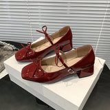 Bonnyshow  Spring Autumn Women Mary Jane Shoes Fashion Butterfly-knot Shoes Casual Low Heel Dress Street Style Shoes
