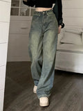 Bonnyshow Y2k Baggy Wide Leg Jeans Women Vintage Streetwear Washed Denim Pants Grunge Basic Slouchy Blue Trousers Femme Spring