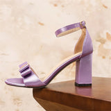 Bonnyshow  Summer Butterfly-kont Open Toe Women Sandals Fashion Buckle Strap Square High Heels Banquet Dress Shoes