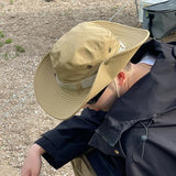 Bonnyshow Summer Hiking Sun Hat for Women Men Outdoor Camping Fishing Anti-UV Bucket Hat Solid Color Panama Wide Brim Fisherman Cap