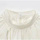 Bonnyshow  Women's Ruffled Long Sleeve Tops Elegant Round Collar Loose Blouse Decorative Layered Shirts Summer Beach Party Street Wear