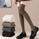 Bonnyshow New Fashion Women Knee-socks Lady Splicing Soft Stockings Autumn Winter High Tube Thermal Socks Casual Sock ﻿