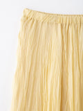 Bonnyshow  Solid Color Folds Long Skirt Women Summer New High Elastic Waist Chic Elegant A-line Faldas Streetwear Fashion Casual Midi Skirt