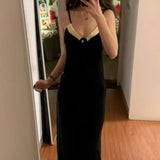 Bonnyshow  Black Camisole Dress for Children's Spring and Summer 2025 New Style High-end Temperament Hip Hugging Skirt
