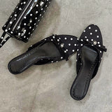 Bonnyshow  New Summer Thin Low Heels Slippers Women Fashion Butterfly-knot Open Toe Sandals Female Slides Shoes