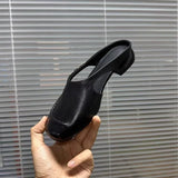Bonnyshow  Women Slippers Heeled Sandals Comfort Mules Shoes Woman Loafers 2025 Brand Casual Shoes Shallow Summer Soft Leather Sandalias