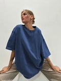 Bonnyshow 100% Cotton Retro T-shirt Women Vintage Short-sleeve Wax printing T Shirts Men Solid Color Hip Hop Loose Tees