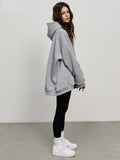 Bonnyshow Oversized Hoodies & Sweatshirts for Women Autumn Winter Thick Warm Fleece Sweatshirts Girls Streetwear Loose Pullover