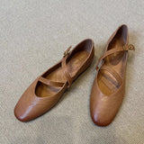 Bonnyshow  Flats Mary Jane Shoes Women Retro Sole Leather Ballet 2025 Spring Trend Dress Elegant Shoes Casual Shallow Comfort Zapatos Mujer