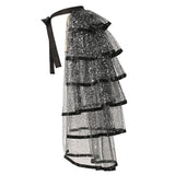 Bonnyshow Steampunk Tutu Skirt for Ladies Gothic Style Hot Stamping Rock Party Layered Ruffle Cake Party Bustle Bubble Underskirt